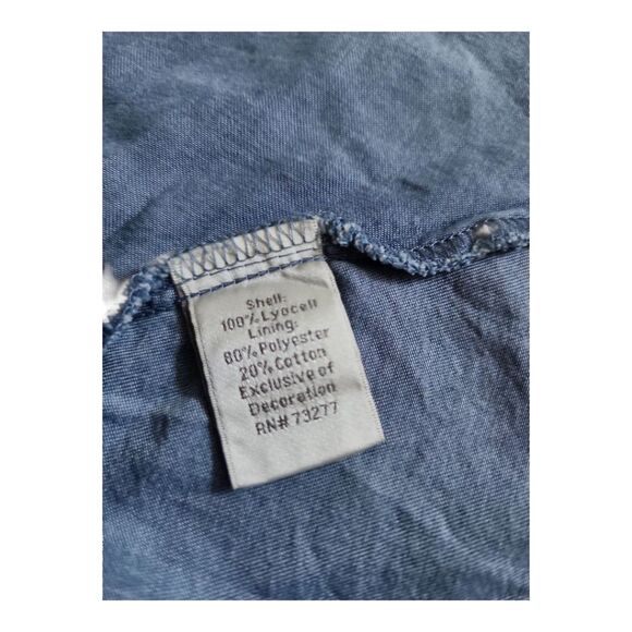 LC Lauren Conrad Chambray Denim Sundress Sz Small Spaghetti Strap Open Back Fit - Picture 6 of 8